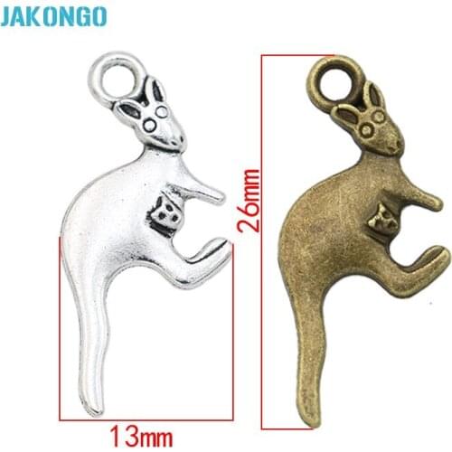 40pcs Kangaroo charm Antique Silver Plated Charms Pendants for Jewelry Making DIY Earrings Accessories Handmade Craft 26x13mm