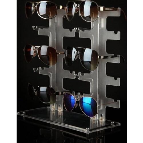 Two Row Sunglasses Rack 10 Pairs Glasses Holder Display Stand Transparent