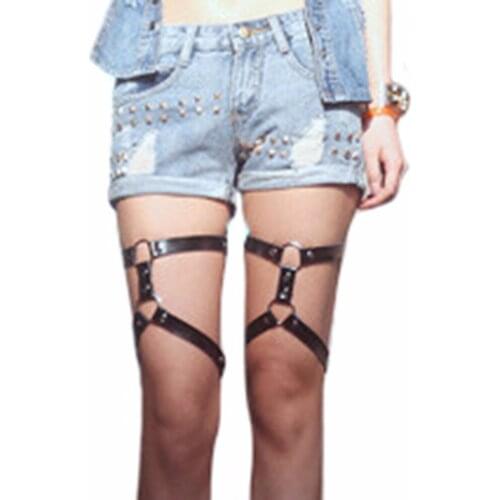 Elastic Rock Pub Girls Garter Belt Women Anime Suspender Belt Sexy 2 Layers Harajuku Punk Leg Ring Thigh Harness Garter