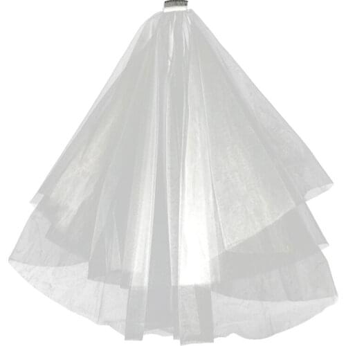 White Short Bridal Veil Two Layer With Comb Veils For Wedding Party Black Champagne Soft Tulle Veil Bride velo sposa