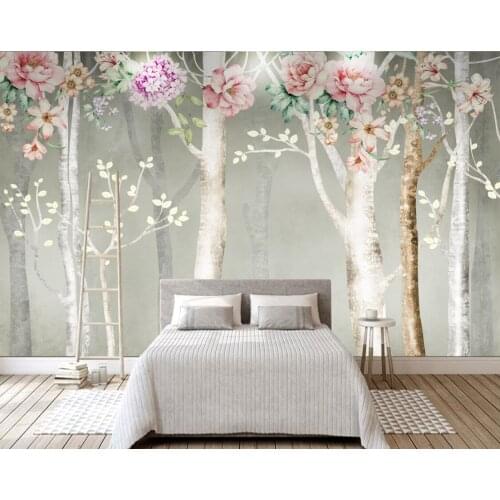Customized 3D Light Luxury Beautiful Forest Fresh Art TV Bedroom Living Room Elderly Room Decoration Background Wall Paper