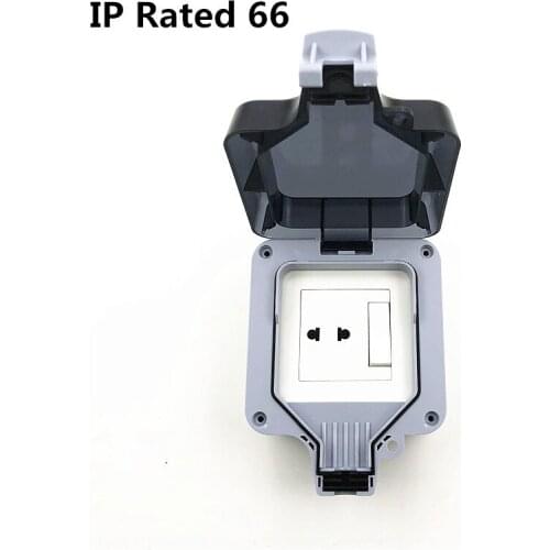 IP66 weatherproof waterproof outdoor power outlet 10A two-hole socket switch 110 ~ 250V without grounding