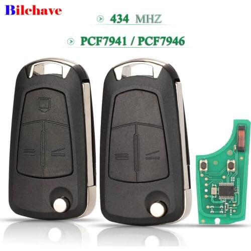 Bilchave 2/3 Buttons 434Mhz PCF7941/ 7946 Chip Flip Folding Remote Car Key Fob For Vauxhall Opel Corsa Astra Vectra Signum