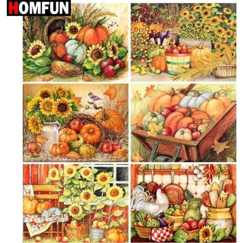 HOMFUN Paint With Diamond Embroidery "Vegetable fruit flower" Diamond Painting Full Square Round Picture Of Rhinestone Decor
