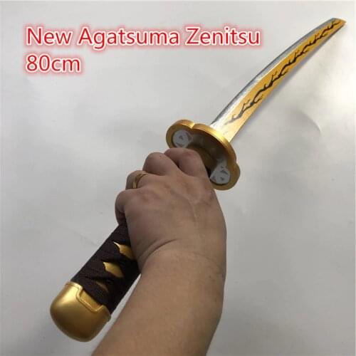 Kimetsu no Yaiba Sword Weapon Demon Slayer New Agatsuma Zenitsu Cosplay Sword 1:1 Anime Ninja Knife wood toy 80cm
