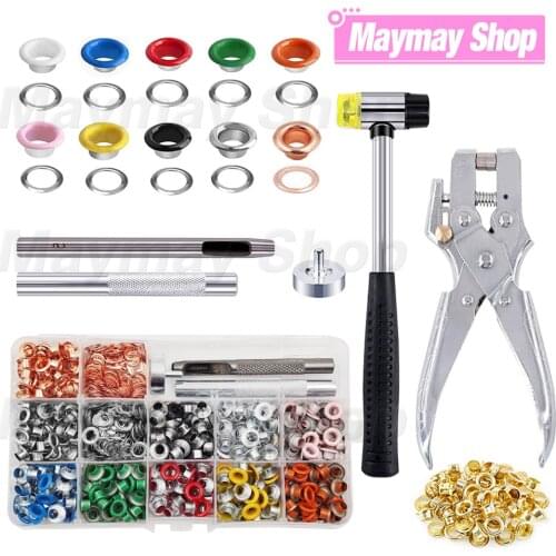 5mm Eyelets Grommet Kit Eyelets Install Tool Punch Pliers Kit Box For Leathercraft Accessories Shoes Belt Cap Bag Tags Clothes