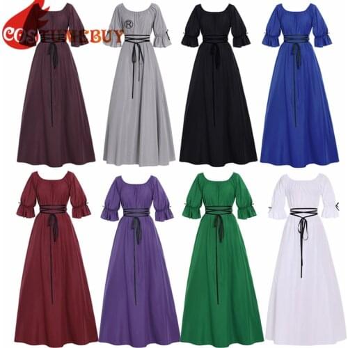 Costumebuy Women Renaissance Victorian Medieval Maid Pirate Peasant Viking Wench Cosplay Long Dresses Ball Gowns Costumes Retro