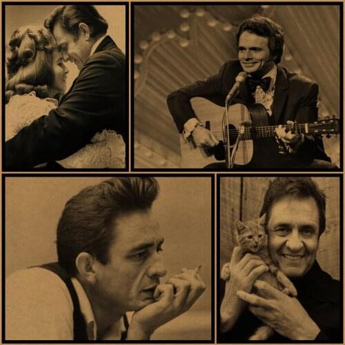 Buy three to send one Johnny Cash Vintage kraft paper haib art painting living room home decoration