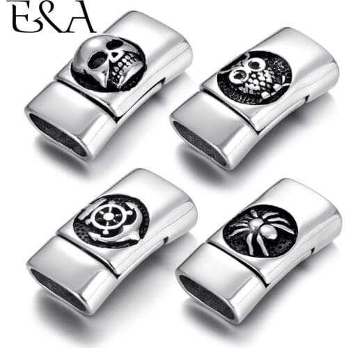 23Kinds Pattern Stainless Steel Magnetic Clasp 12x6mm Leather Cord Clasps Magnet Buckle DIY Bracelet Jewelry Making Components