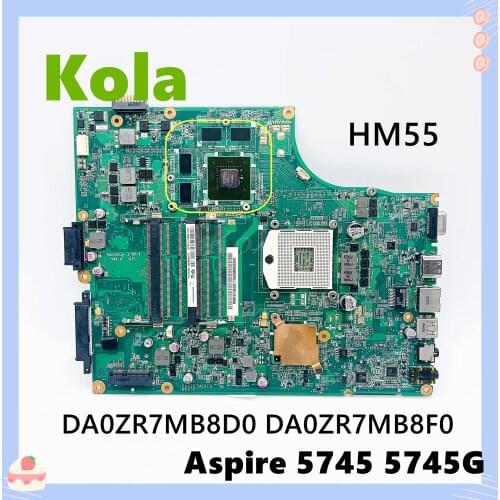 For Acer aspire 5745 5745G laptop motherboard 2 RAM HM55 MBPTX06001 DA0ZR7MB8D0 DA0ZR7MB8F0 Mainboard 100% fully tested