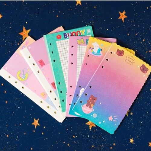 Cute Cartoon A6 Loose-leaf Refill Paper Notebook 30 Sheets 4.1x6.9" Inch 6 Holes Binder Daily Weekly Planner 2021 Agenda Refill