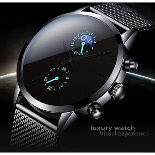 Relogio Masculino 2020 Fashion Watch for Men Business Casual Watches Luxury Black Stainless Steel Mesh Belt Quartz Wristwatch