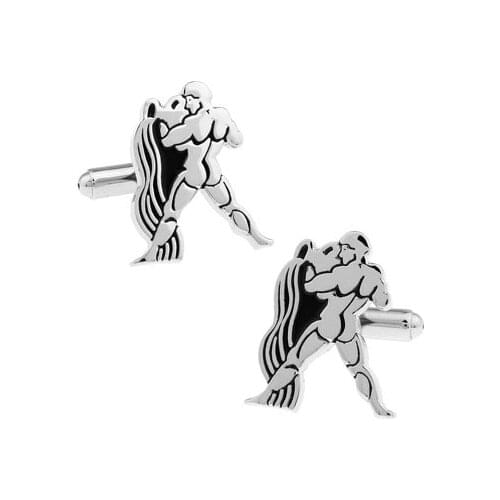 1 Pair Retail Mens Cufflinks Silver Color Brass Constellation Design