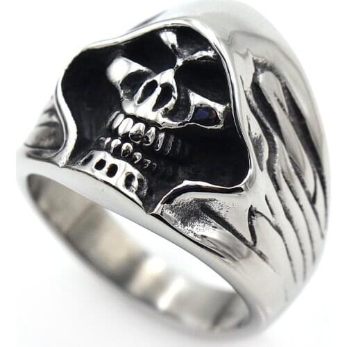 AsJerlya Retro Punk Mens Ring For Men Stainless Steel Skull Samurai Ring 2021 New Fashion Jewelry Rings Dropshipping