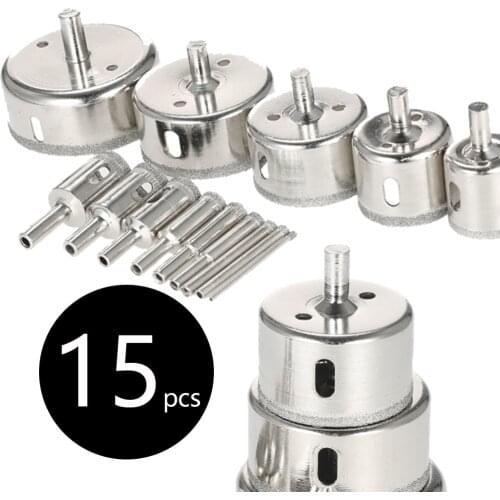 15pcs Hige quality Diamond Drill Bit Set Use for Glass Tile Marble Granite Core Hole Saw Drill Bits Electric drilling tool