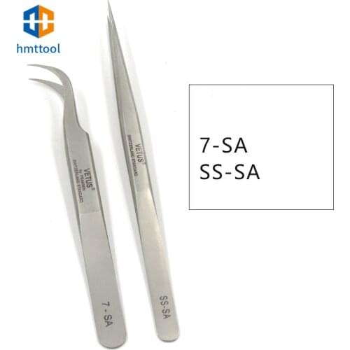 VETUS SS-SA 7-SA High Precision Tweezers Set Anti-magnetic Tweezers Set Forceps Electronics For Phone Repair Tools