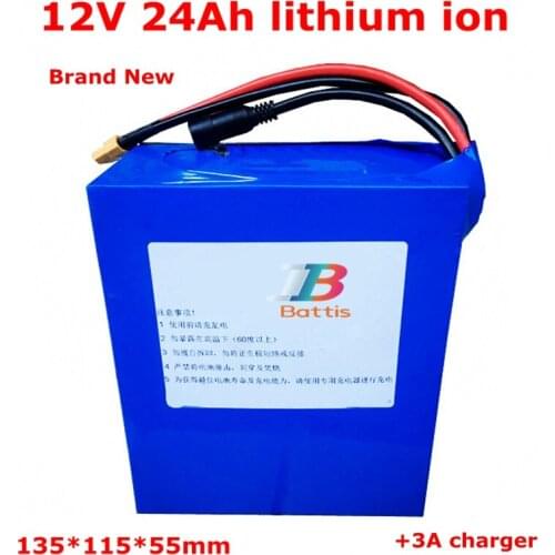High power 12v lithium ion battery 12V 24AH lithium charger 2A for 12V 360W 500W UPS Energy storage Solar lighting inverter LED