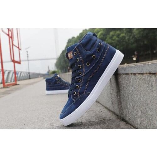 New Mens casual shoes spring summer Mans new Fashion Denim Canvas Shoes High-Top Sneakers Breathable Male Footwear Large size