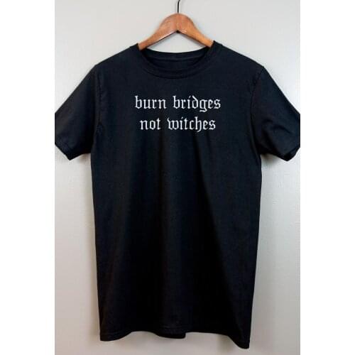 Skuggnas New Arrival Burn Bridges Not Witches Goth Short-Sleeve T Shirt Soft grunge Pastel Tumblr Aesthetic Gothic Tees