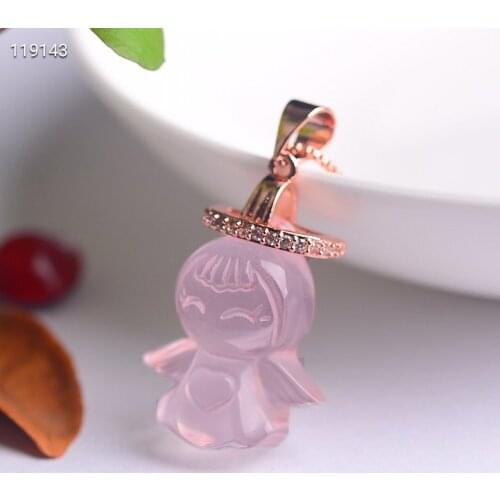 Wholesale Yellow Pink Purple White Natural Crystal Angel Baby 925 Sterling Silver Zircon Inlaid Pendant Necklace Jewelry