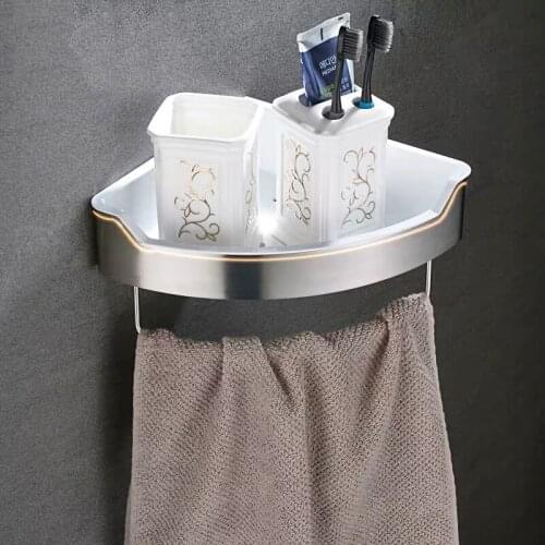 Bathroom Shelf Stainless Steel ABS Plastic Shelves Shampoo Rack Cup Shelf Corner Basket Wall Mounted Towel Rack Storage Shelf