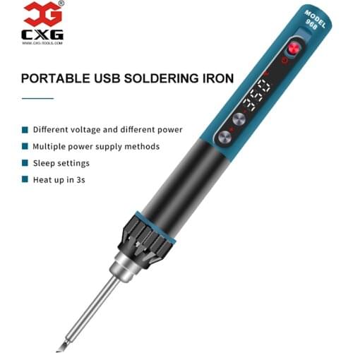 CXG 968 Mini Portable Soldering Iron Intelligent Adjustable Constant Temperature Sleep Function LED Display Portable Weld Tool
