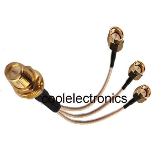 RG316 RP-SMA Female Pin to 3 SMA Male Connector RF Pigtail Y Extension Cable 10/15/20/30/50cm /1m