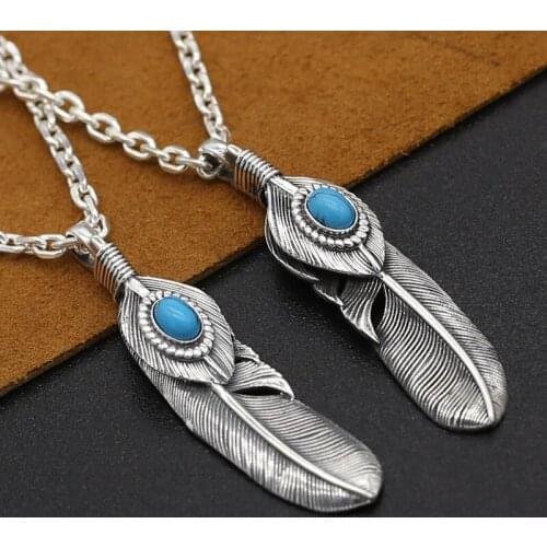 S925 Sterling Silver Jewelry Vintage Thai Silver Takahashi Goro Handmade Eagle Feather Male And Female Pendants