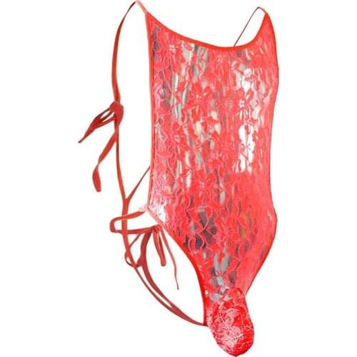 Sexy Men underwear Bodyshaper lace translucent jumpsuit