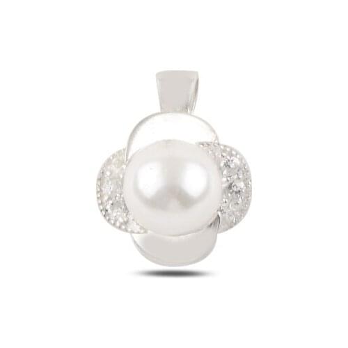 Silver 925 Sterling Pearl & Zircon Crystal Pendant
