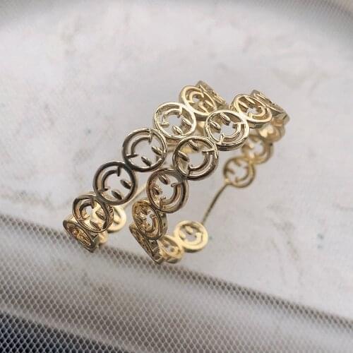 10 Pairs, Hollow Smiling Face Stud Earrings For Women Girl Jewelry Gold Color Fashion Pendientes Brincos Wholesale