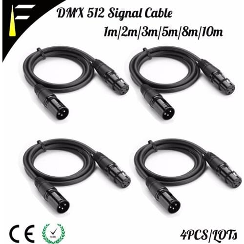 DMX512 Signal Cable 3 Pins 3XLR Core Cannon Male&Female 2in1 DMX Cable Mike Cables Signal Input/Out Put All Copper Material 4PCS