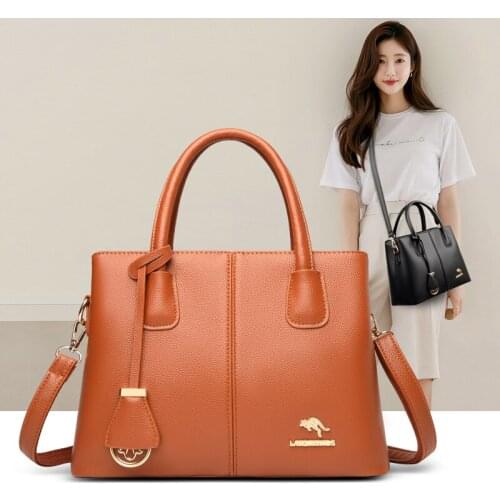 Top-handle Bags for Women 2021 New Design Pu Leather Messenger Handbag Elegant Solid Color Crossbody Bag Vintage Shoulder Bag