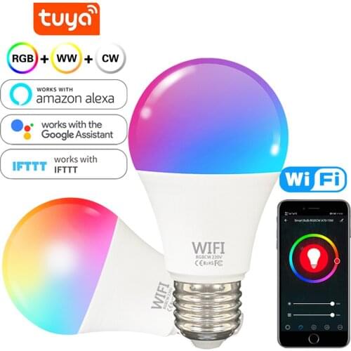 Tuya Smart WiFi LED Bulbs E27 B22 RGB Changing Color Lamp Voice Control Living Room Bedroom Lighting Work With Alexa/Google Home