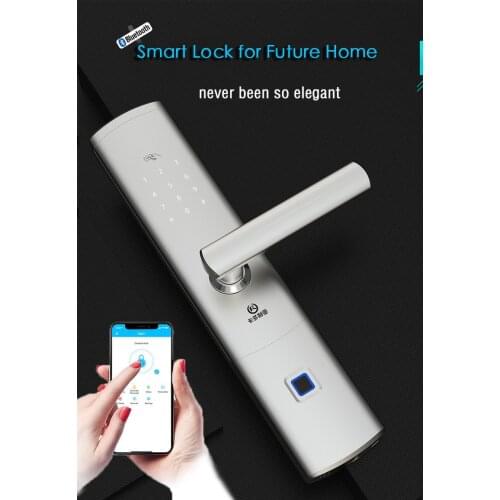 Bluetooth Gateway Smart Lock Fingerprint Password Doorlock Remote Control App Locks Anti-theft Door Electronic Locks Silver M-6