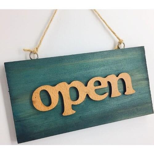 Vintage Wooden Open Closed Welcome Sign Plaque Door Hanging Wall Chic Ornaments Hangtag 19X11X1cm