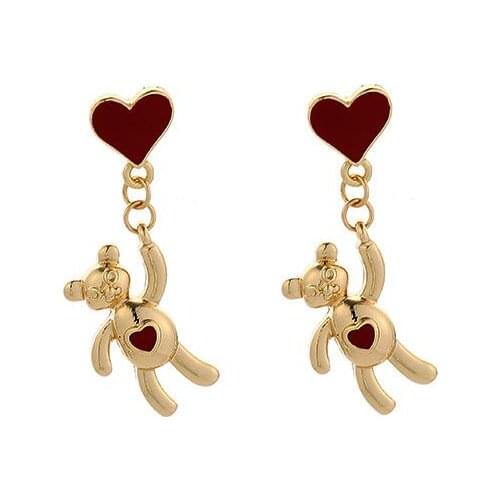 10 pair /lot wholesale fashion jewelry metal enamel heart bear Earrings