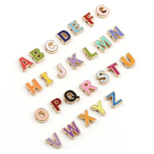 10 PCs Zinc Alloy Enamel Capital Alphabet Spacer Beads Colorful Letter Message Metal Bead For DIY Bracelet Jewelry Making