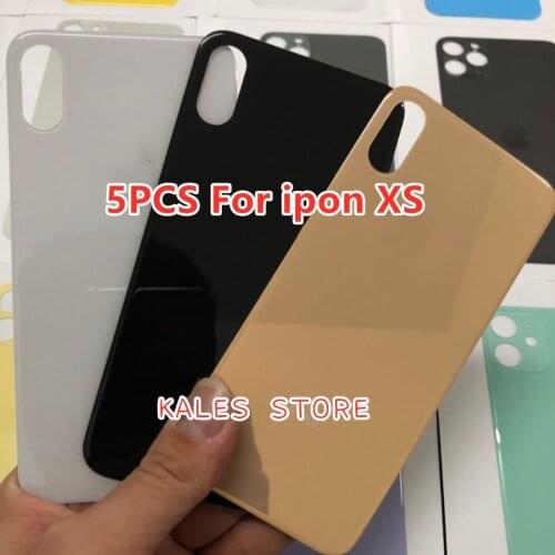 5PCS 100% New original High Quality Big Hole Gold Glass Battery Cover Rear Door Housing For iPhon XS parts Replacement