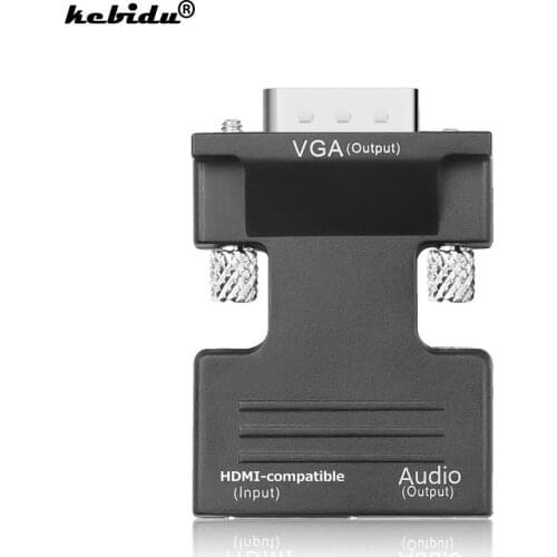 Kebidu 1080P HDMI-compatible to VGA Converter Adapter with Audio Female to Male Cables for PS3 HDTV Monitor Projector PC Adapter
