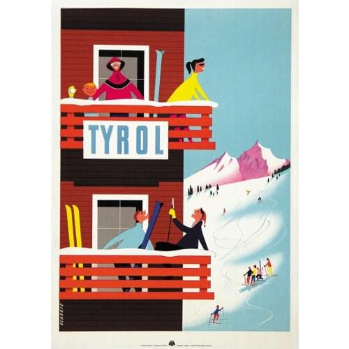 Austria Tourism Travel Posters Tyrol Skiing Classic Wall Sticker Canvas Paintings Decorative Vintage Poster Home Bar Decor Gift