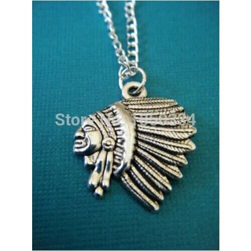 10pcs Fashion Vintage Indian Head Charms Statement Collar Choker Short Chain Necklaces Pendants Jewelry B218