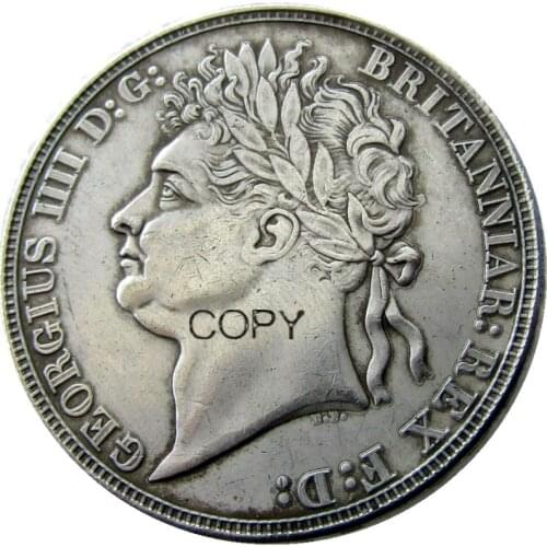 GREAT BRITAIN 1821 George IV one Crown Silver Plated Letter Edge Copy coin