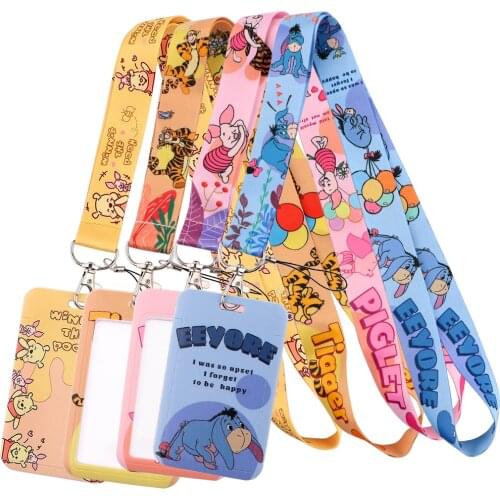 LB1695 Pooh Bear Anime Neck Strap Lanyards for Key chain ID Card Pass Hang Rope Lariat Lanyard Keychain Key Ring Badge Holder