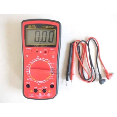 Black Red 200mV-750V AC Voltage Ohm Resistance Digital Multimeter w 2 Test Lead HC9205N