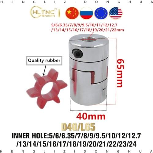 CNC Motor ballscrew Jaw spider plum Shaft Coupler Flexible Coupling D40 L65 5/6/7/8/9/10/12/14/15/16/17/18/19/20/21/22mm