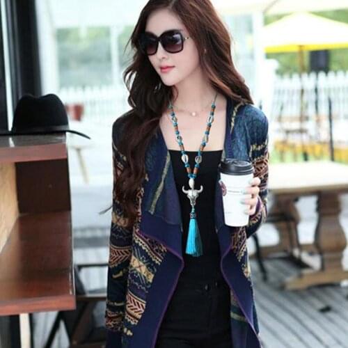 YDGY Bohemian fashion blue silk thread fringed cowhead shell Long Necklace sweater chain accessories