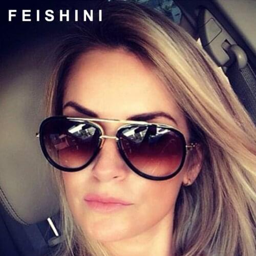 FEISHINI High Quality Market Monopoly Aviador Ladies Sunglasses Women Mirror Rose Gold Anti-Reflective HD Sunglass Men 2020