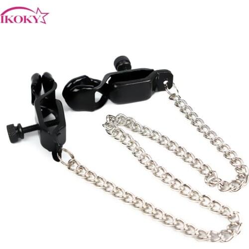 IKOKY Nipple Clamps with Metal Chains Stainless Steel Breast Clips SM Adult Products Sex Toys for Couples Erotic Toys