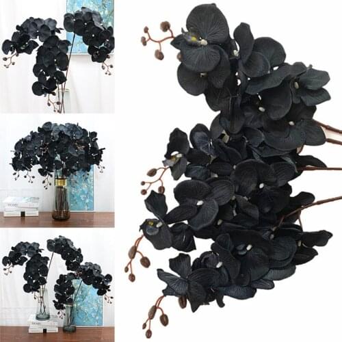 Simulation Black Phalaenopsis Silk Fabric Dancing Orchid Plant Flower Wedding Flower Arrangement Home Decoration Fake Floral